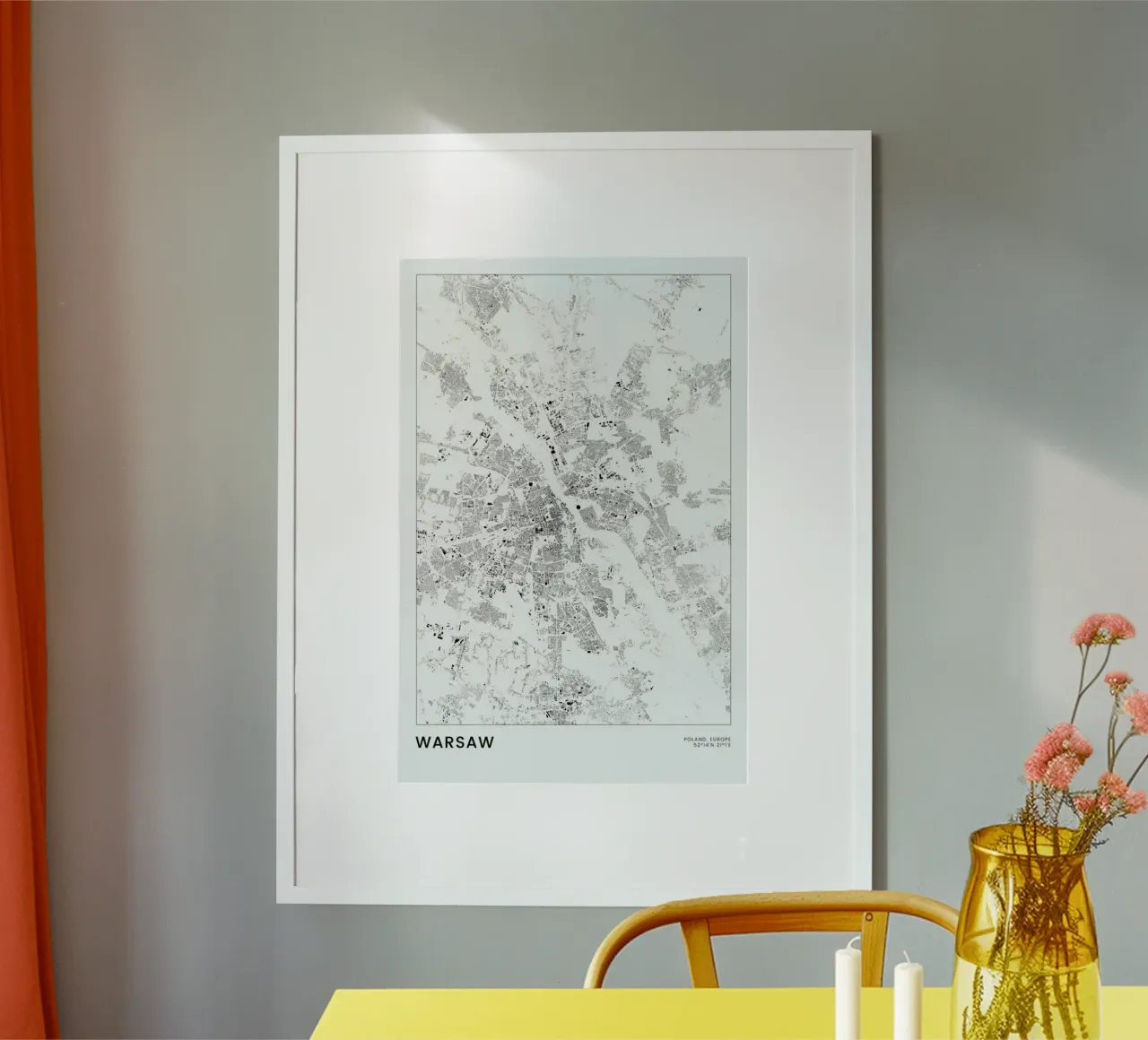 Warsaw poster con telaio in plastica da The Cartography Collection