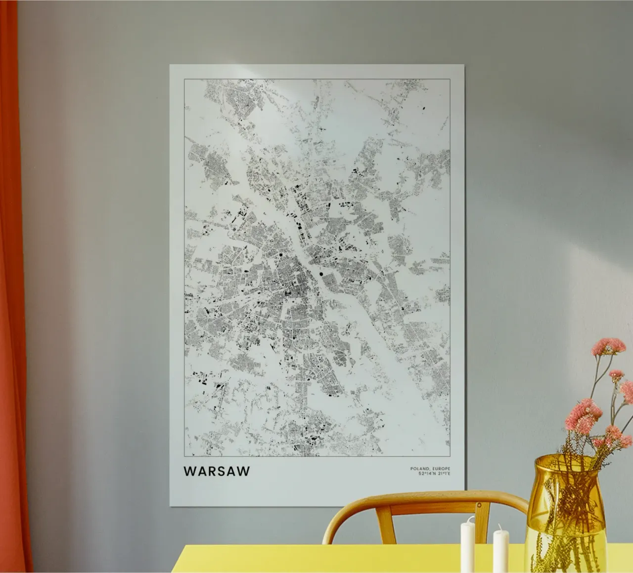 Warsaw poster con telaio in plastica da The Cartography Collection