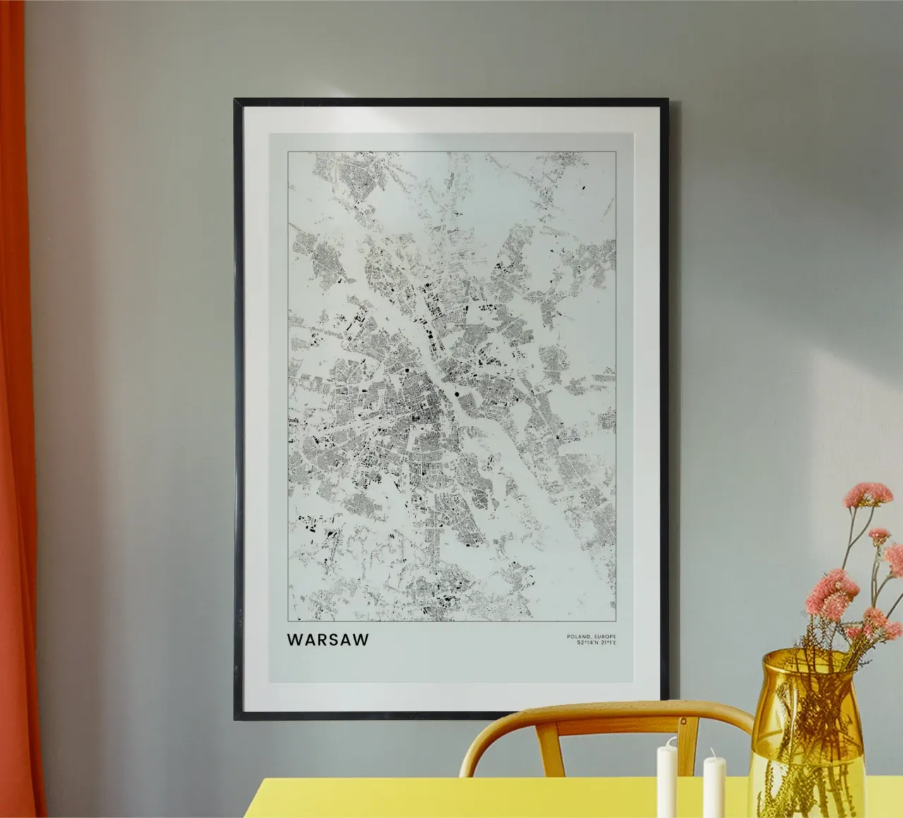 Warsaw poster con telaio in plastica da The Cartography Collection