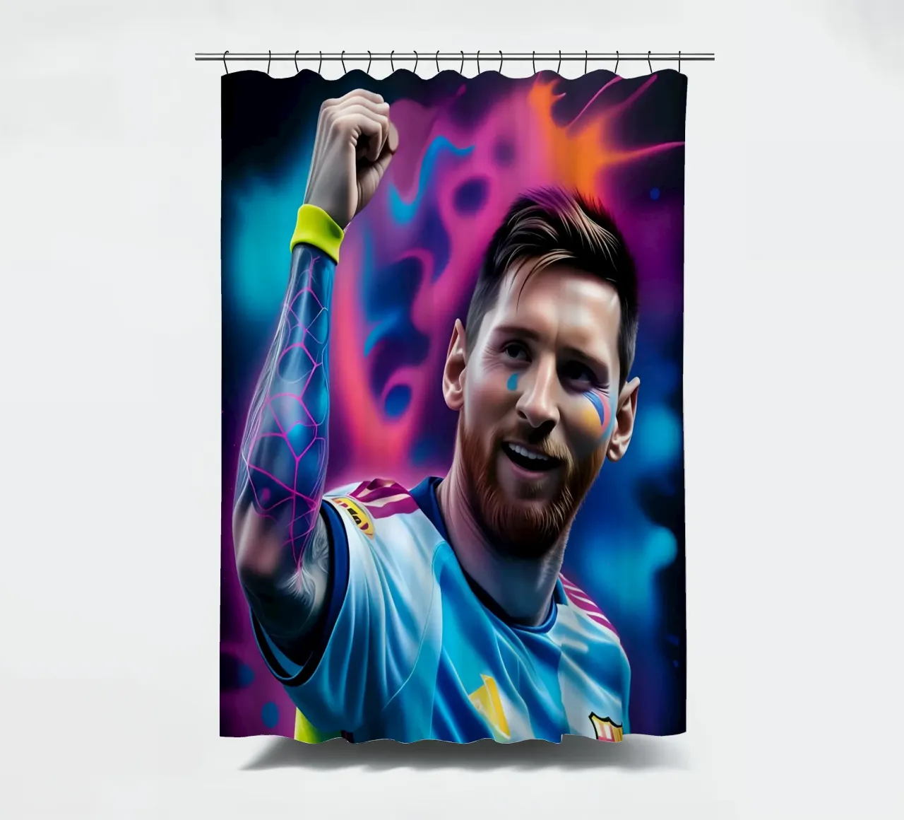 Messi potrait colorful neon tenda da doccia da BONANZA