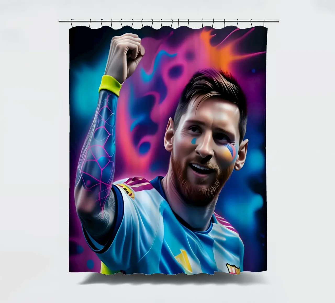 Messi potrait colorful neon tenda da doccia da BONANZA