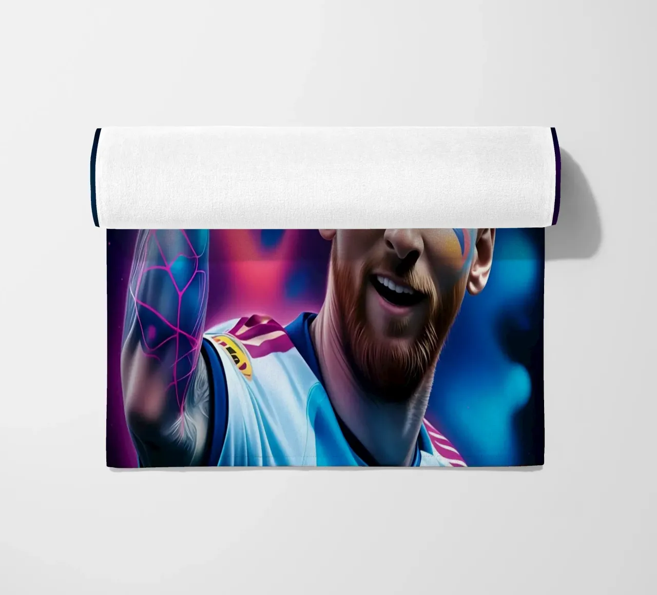 Messi potrait colorful neon telo mare da BONANZA