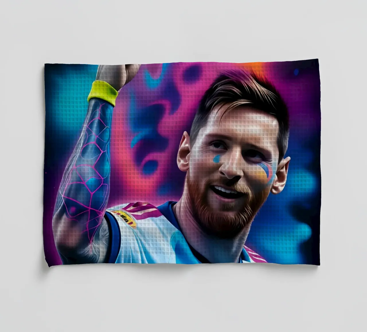 Messi potrait colorful neon canovaccio da cucina da BONANZA