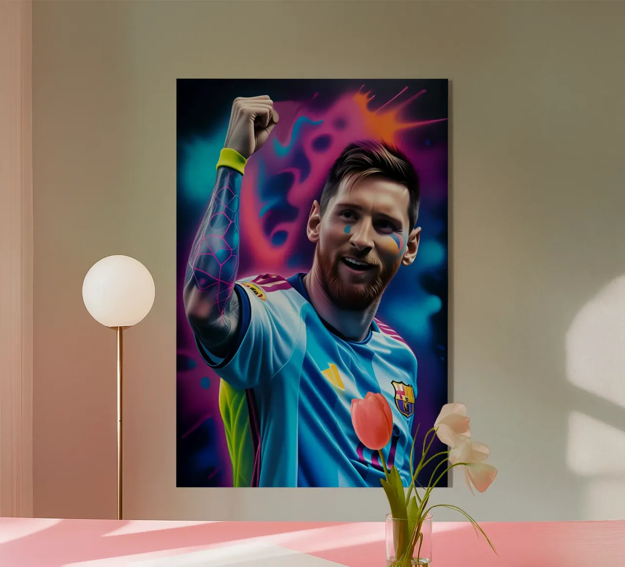 Messi potrait colorful neon plexiglass da BONANZA