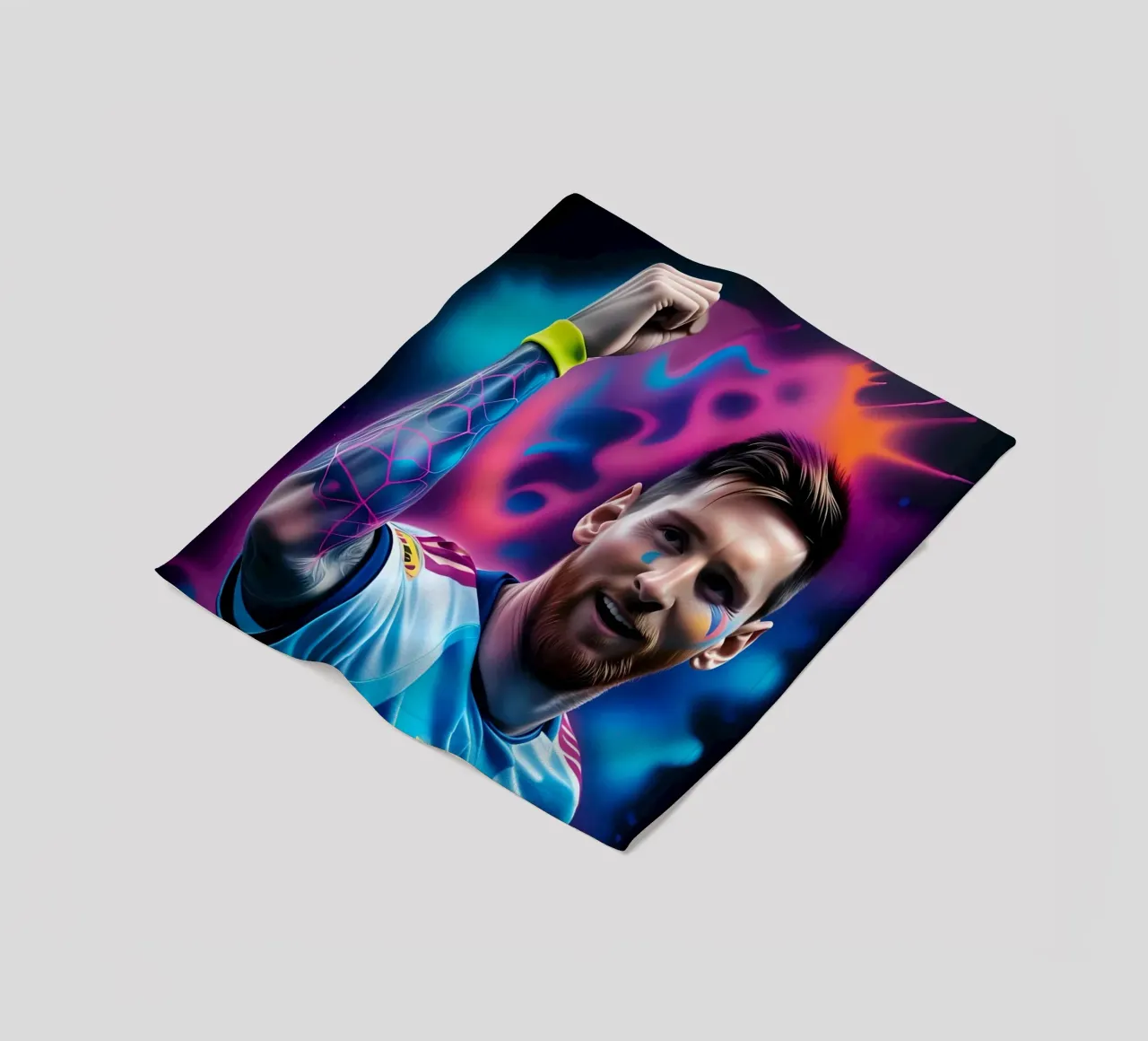 Messi potrait colorful neon coperta in pile da BONANZA
