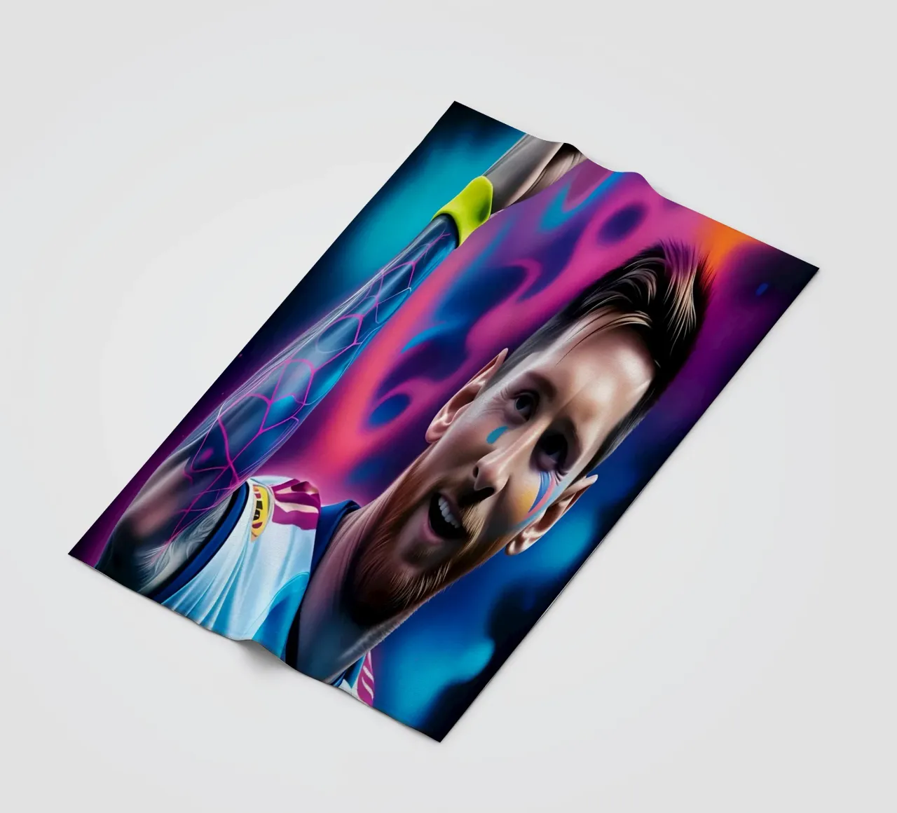 Messi potrait colorful neon coperta in pile da BONANZA