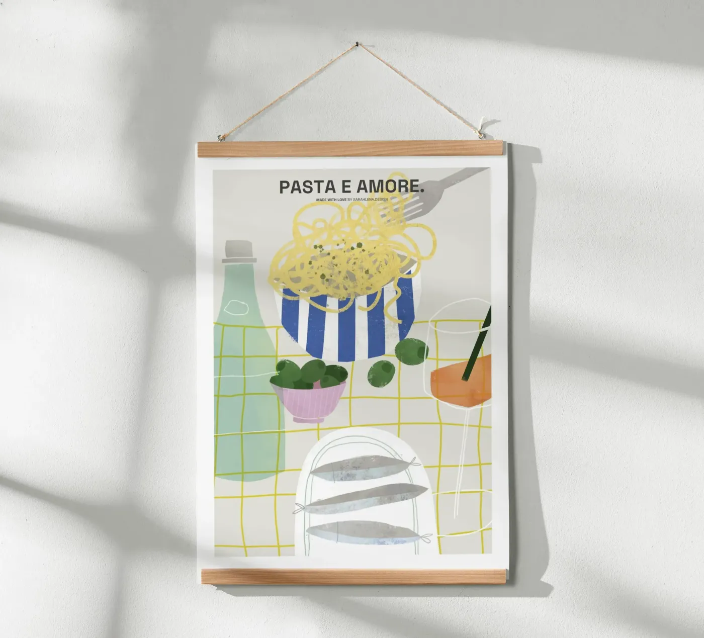 PASTA E AMORE poster van sarahlenadesign