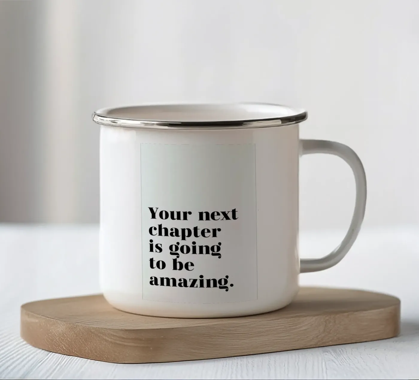 Next Chapter enamel mug by typed