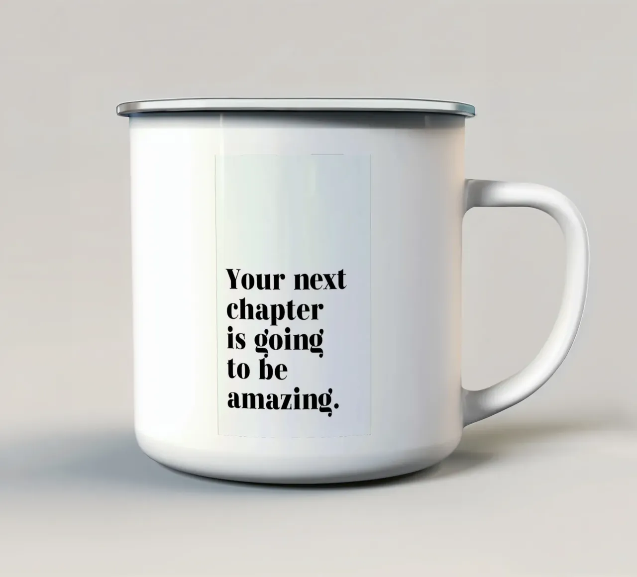 Next Chapter Emaille Tasse von typed