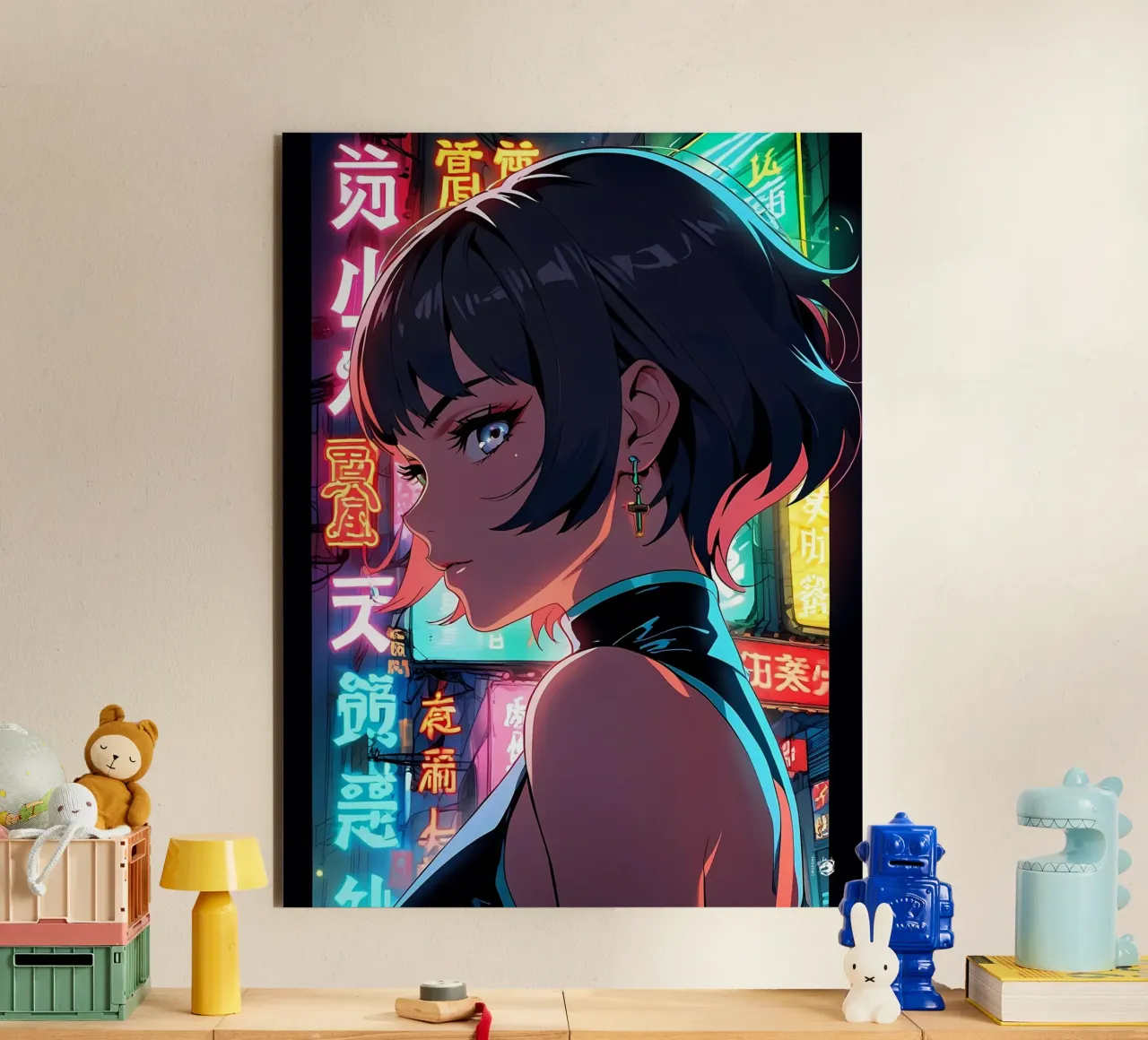 Cyberpunk Donna Neon alluminio dibond da LM2KONE