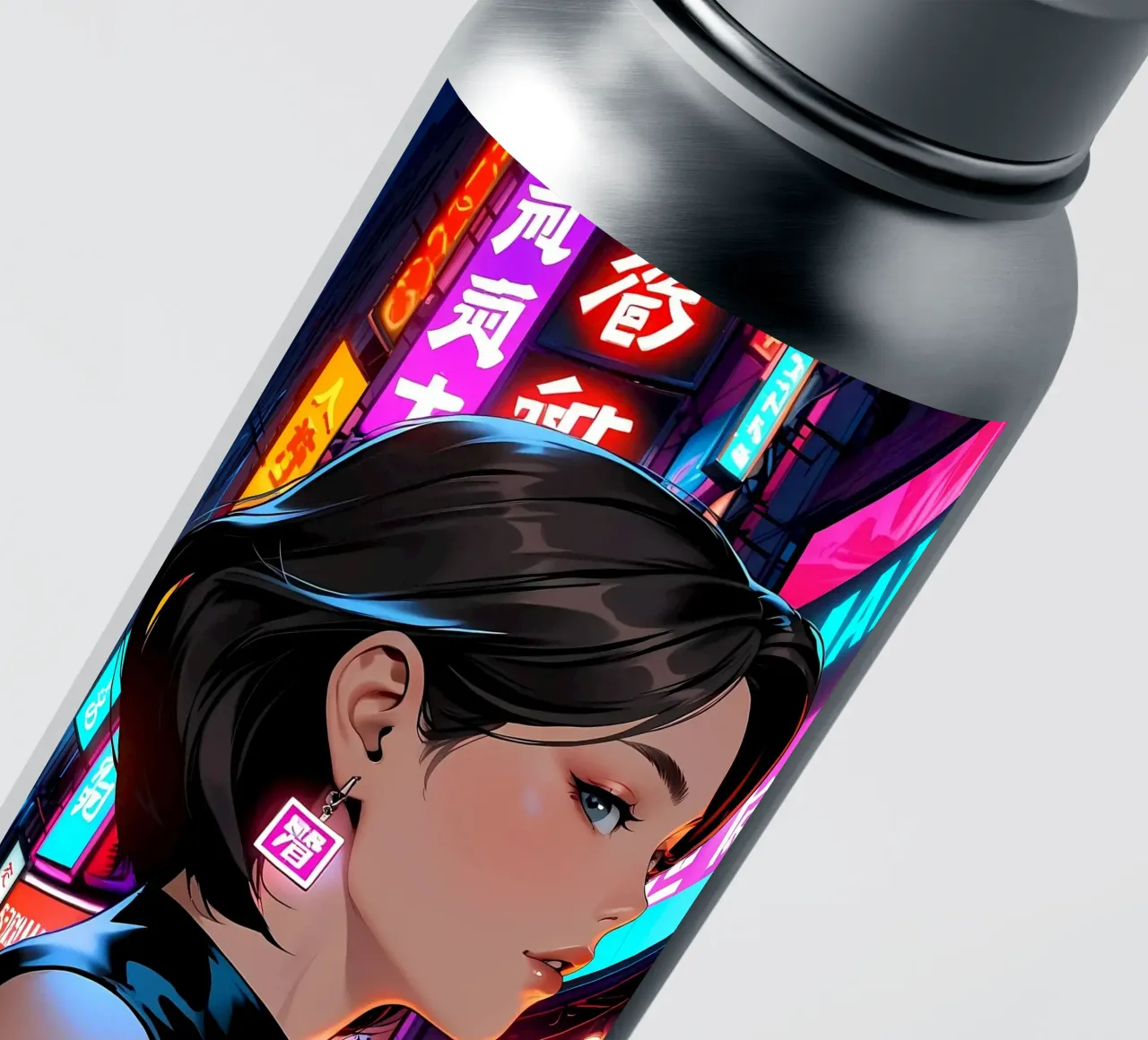 Donna cibernetica al neon adesivo da LM2KONE