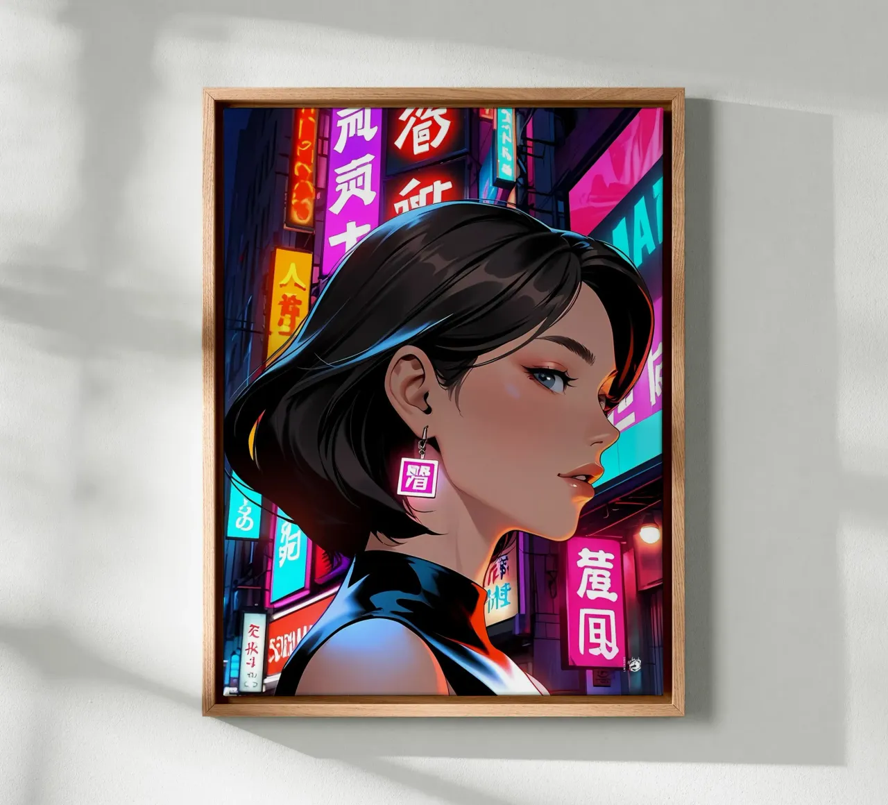 Neon Cybervrouw canvas met Baklijst van LM2KONE