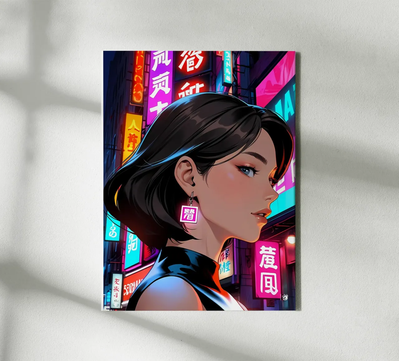 Neon Cybervrouw canvas met Baklijst van LM2KONE