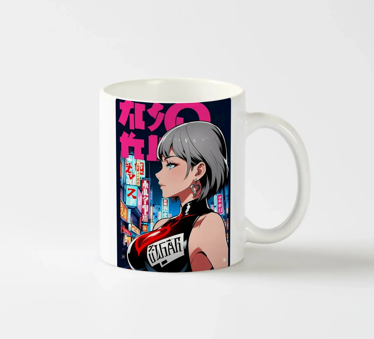 Donna Cyberpunk al neon tazza in ceramica da LM2KONE