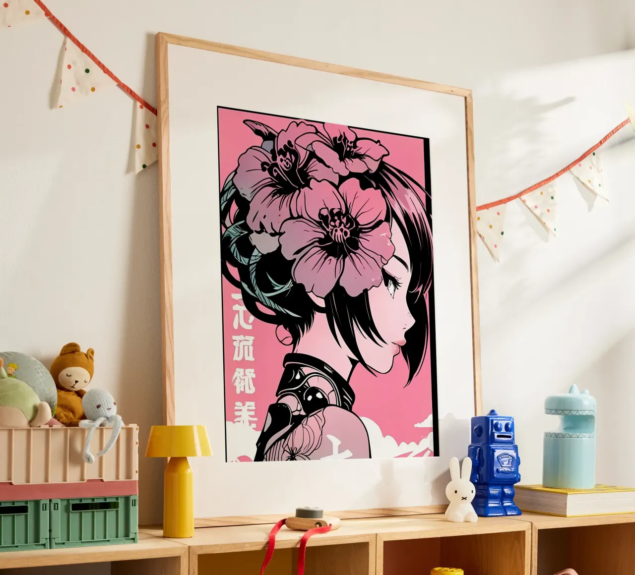 Fiori Cyberpunk anime poster con telaio in plastica da LM2KONE