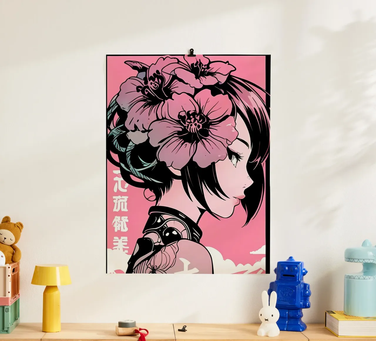 Fiori Cyberpunk anime poster con telaio in plastica da LM2KONE