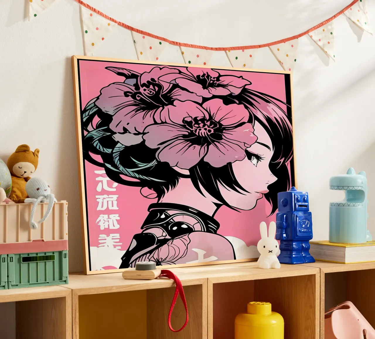 Fiori Cyberpunk anime poster con telaio in plastica da LM2KONE
