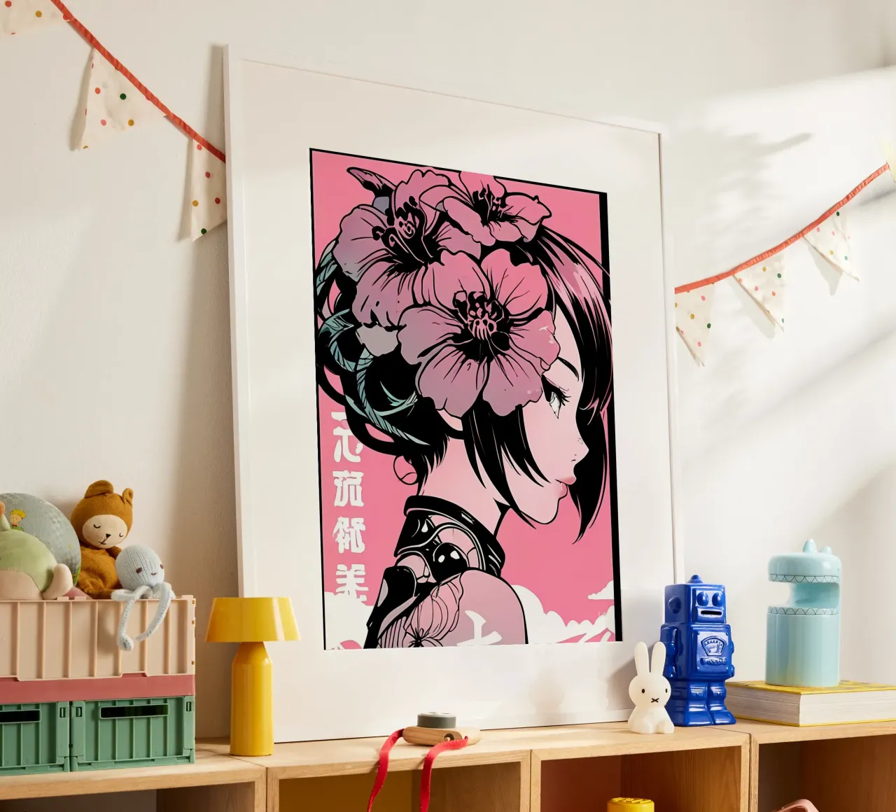 Fiori Cyberpunk anime poster con telaio in plastica da LM2KONE