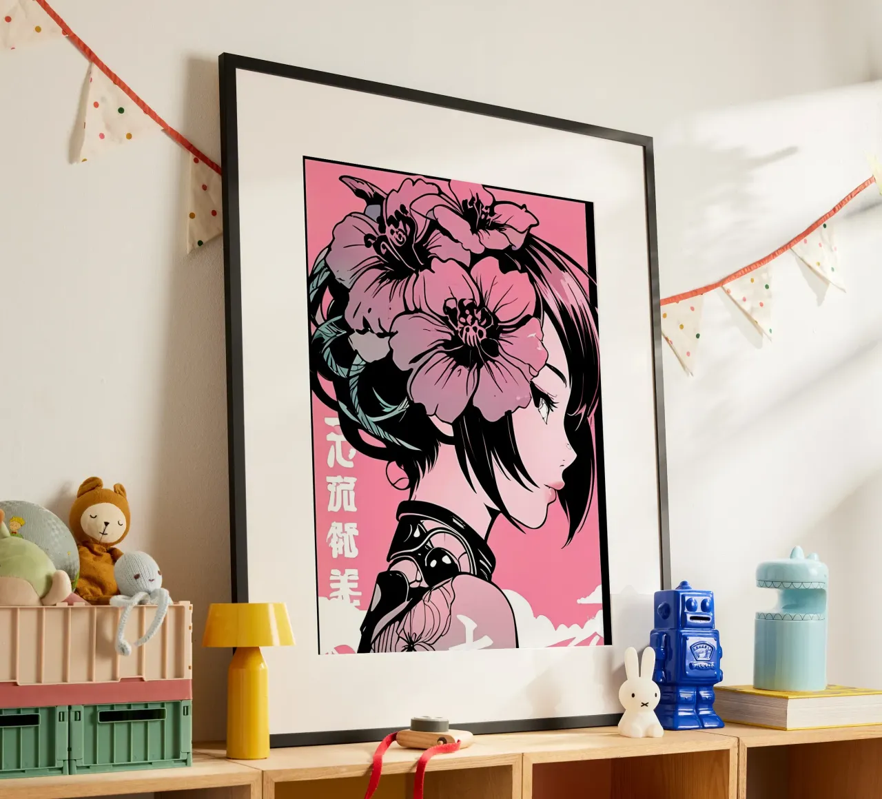 Fiori Cyberpunk anime poster con telaio in plastica da LM2KONE
