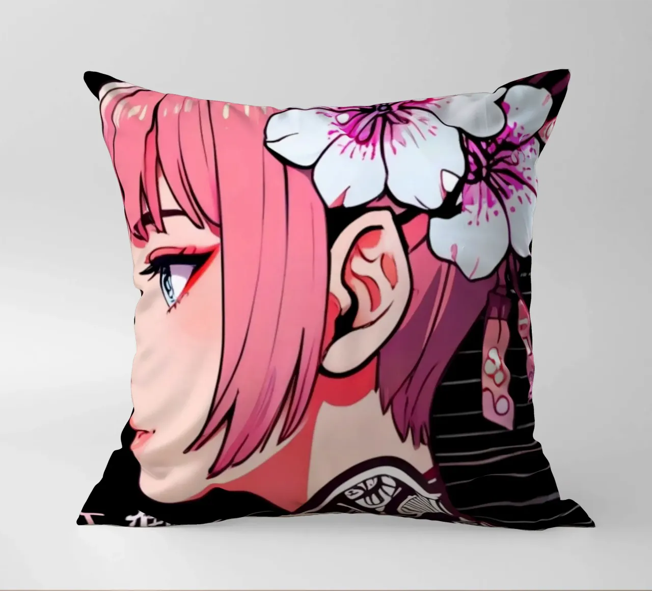 Ragazza con fiori di ciliegio cuscino da LM2KONE