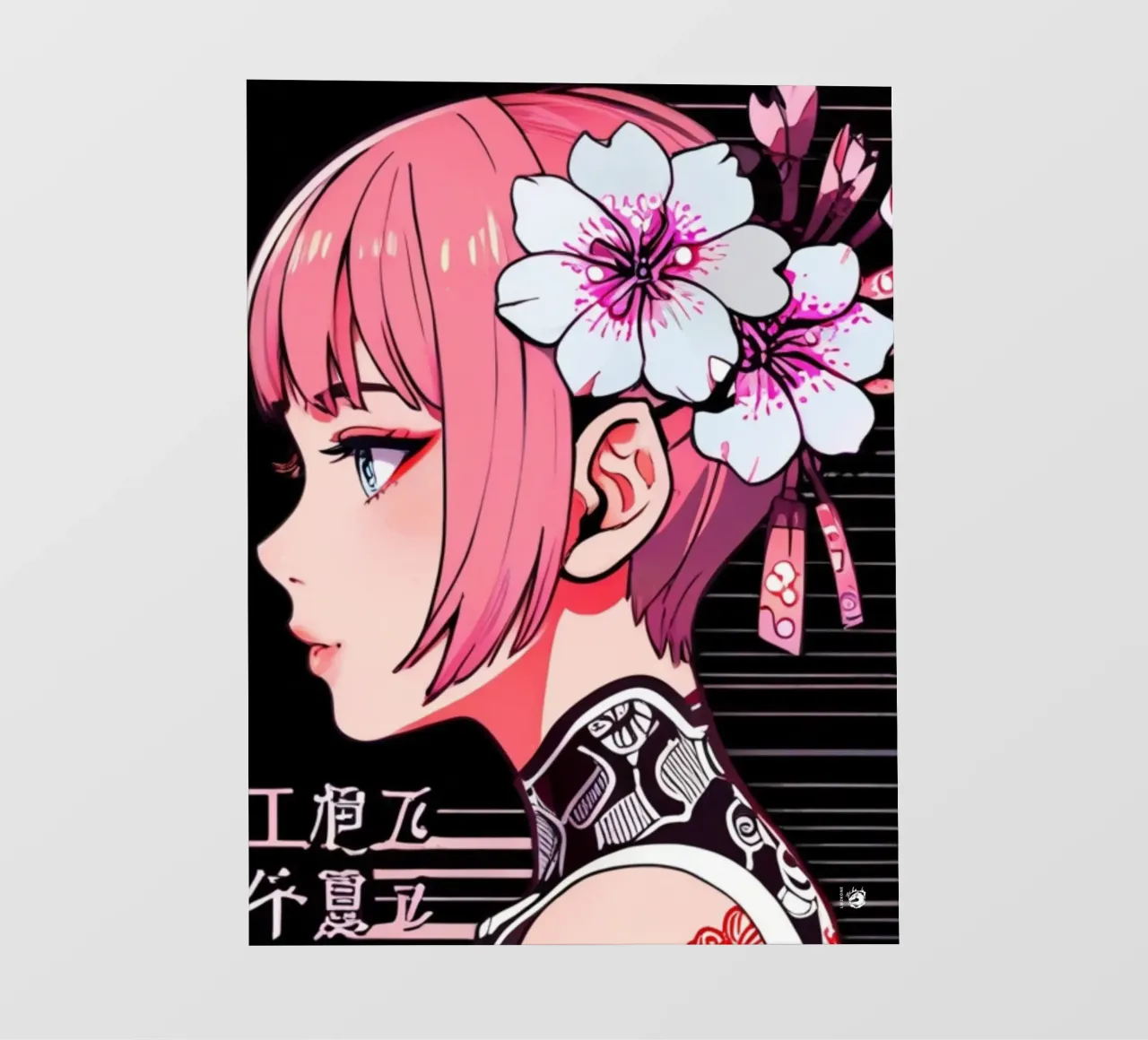 Ragazza con fiori di ciliegio telo in pvc da LM2KONE