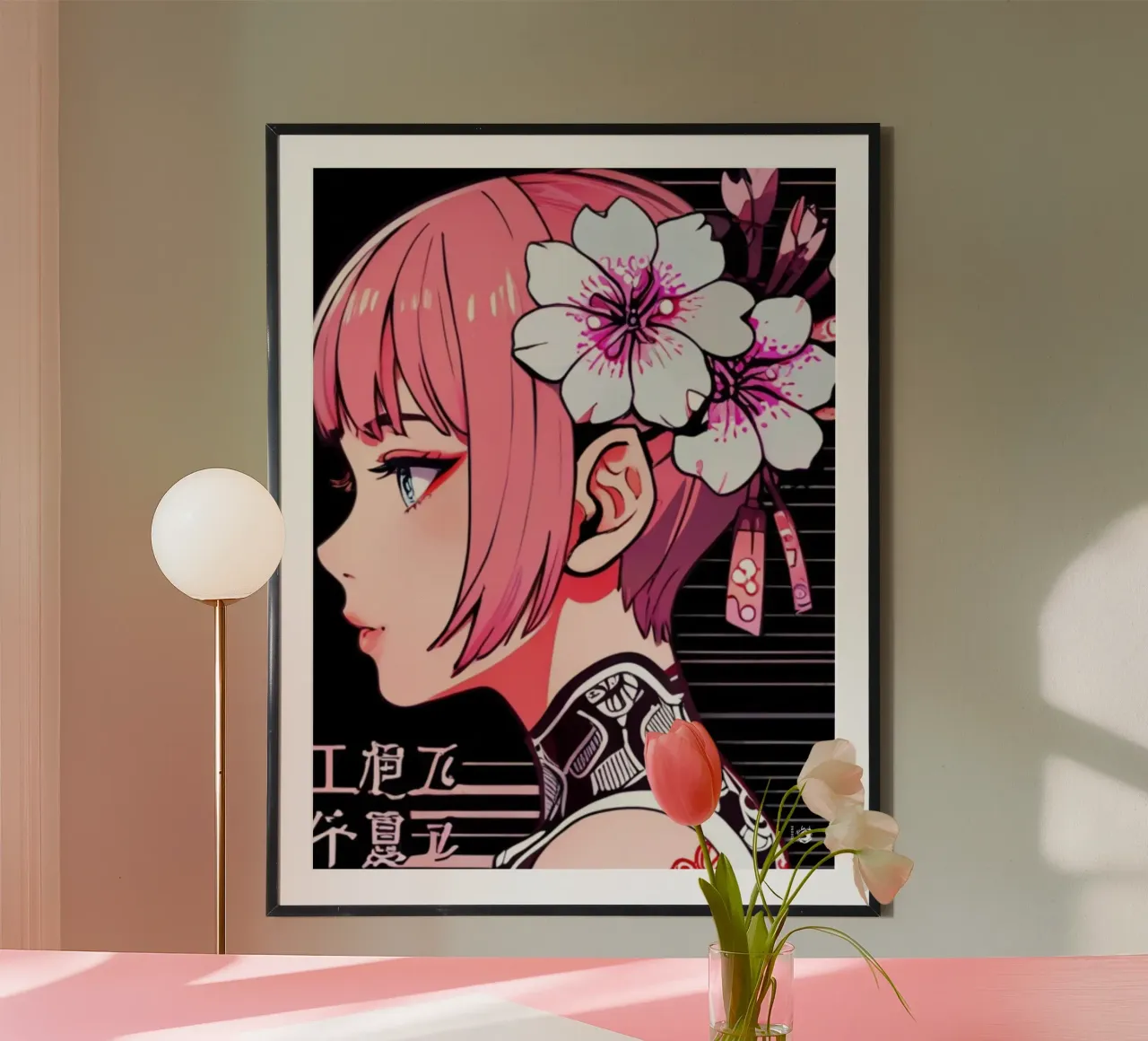 Ragazza con fiori di ciliegio carta hahnemühle da LM2KONE