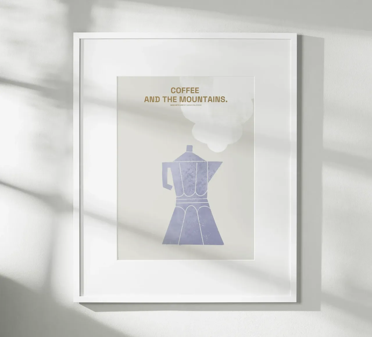IL CAFFÈ MOKA E LE MONTAGNE poster con telaio in plastica da sarahlenadesign
