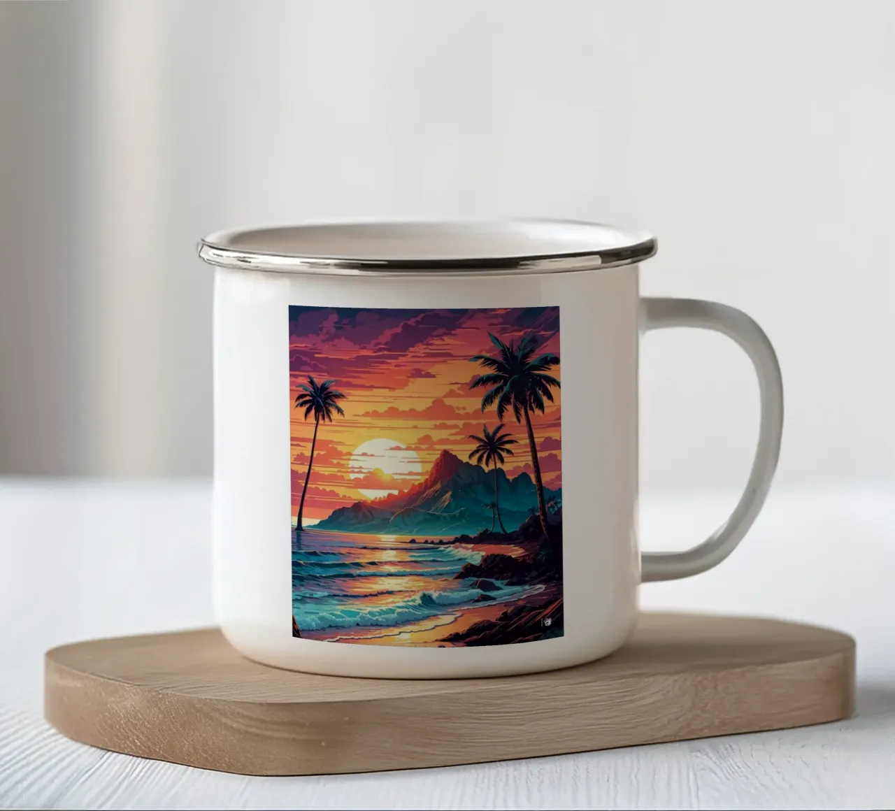 Bellissima isola del tramonto tazza in smalto da LM2KONE
