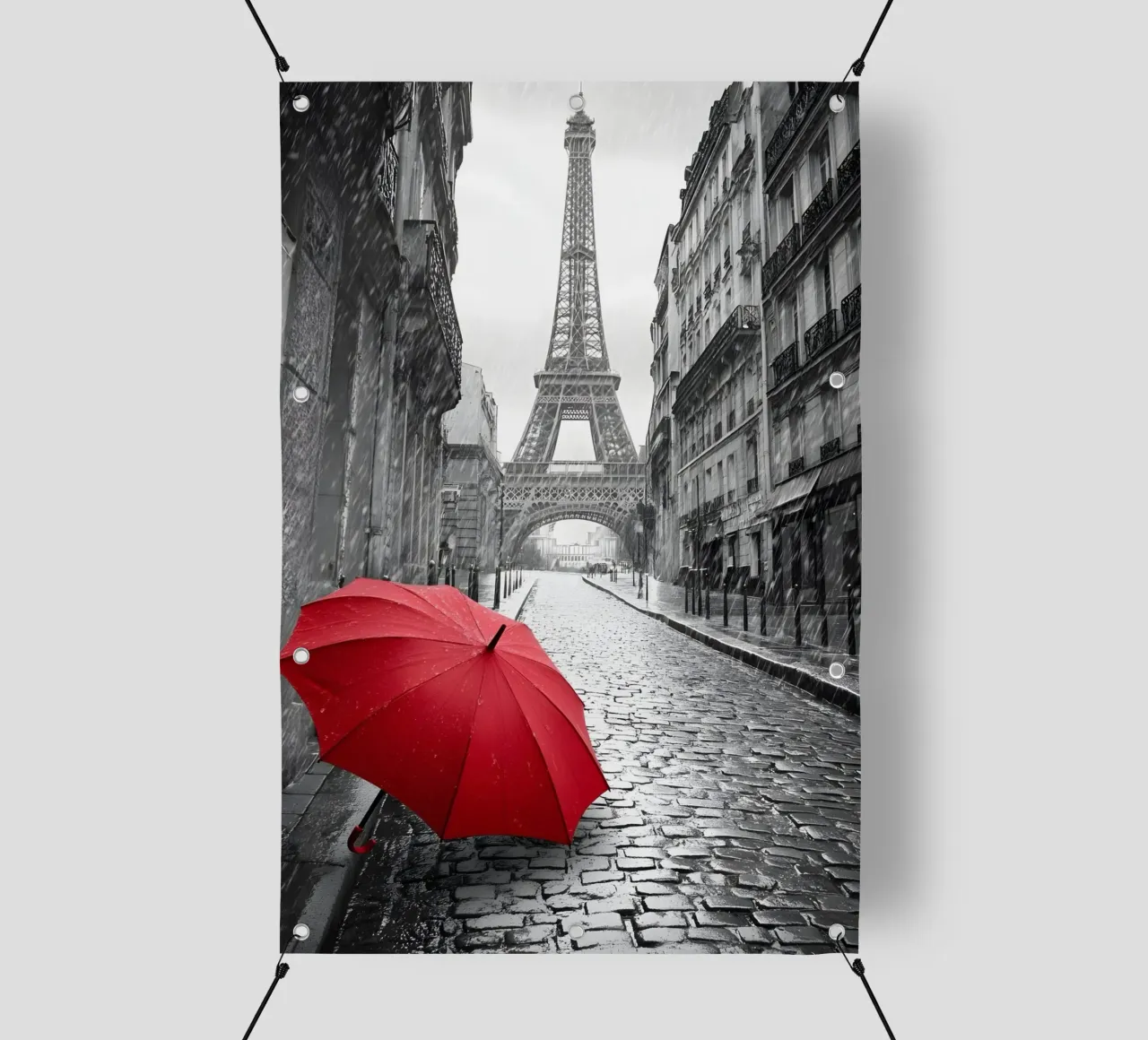 Regenschirm und Romantik in Paris PVC Plane von M-Ulrich-Digital Art