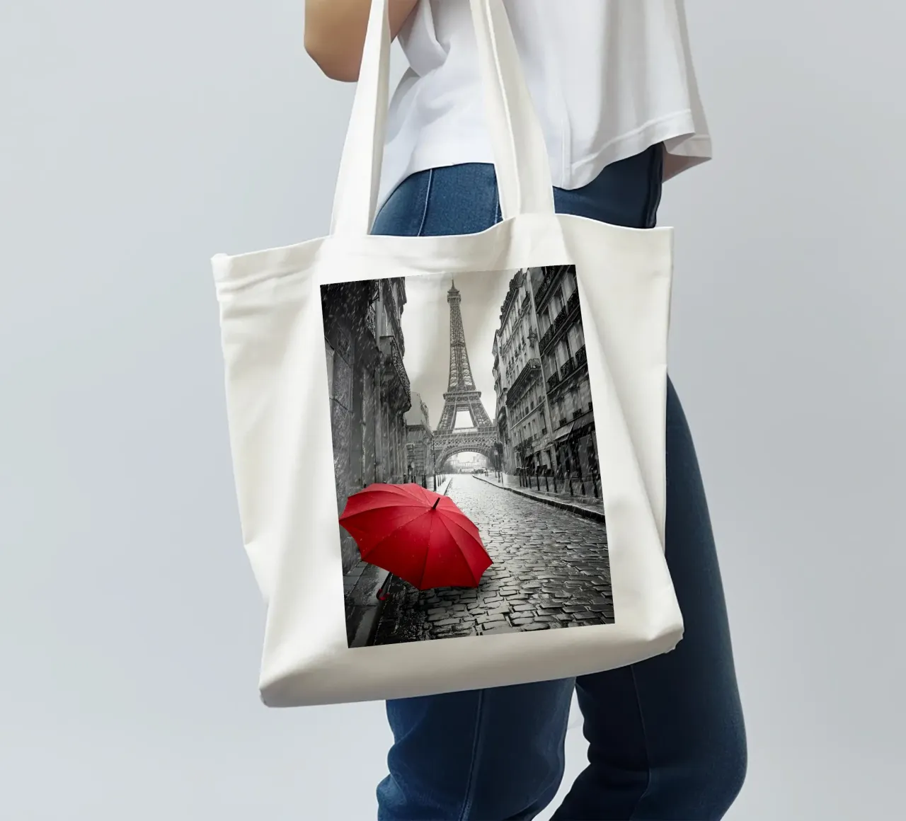Regenschirm und Romantik in Paris Jutebeutel von M-Ulrich-Digital Art