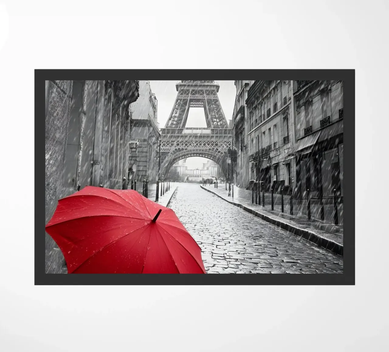 Umbrella and romance in Paris doormat by M-Ulrich-Digital Art