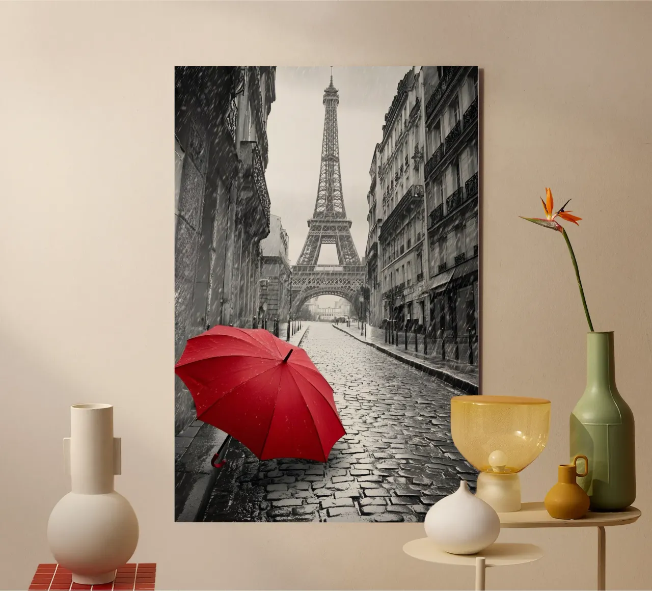 Parapluie et romantisme à Paris alu dibond de M-Ulrich-Digital Art