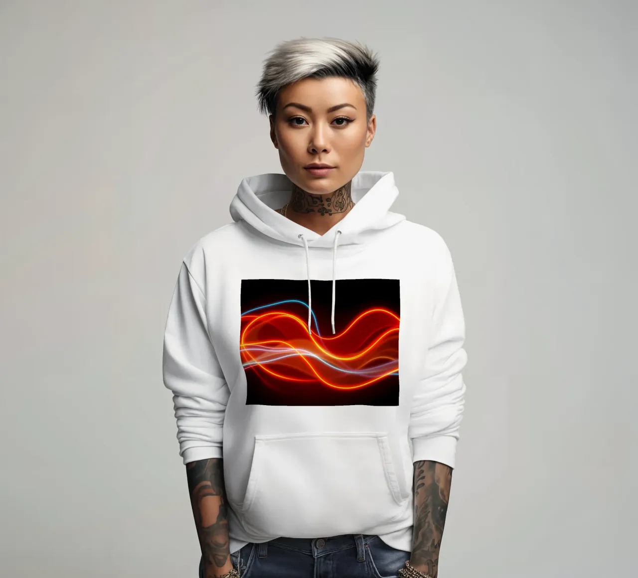 de l'arrière-plan avec des motifs lumineux fluides créant une sweat à capuche de DesignDoodle