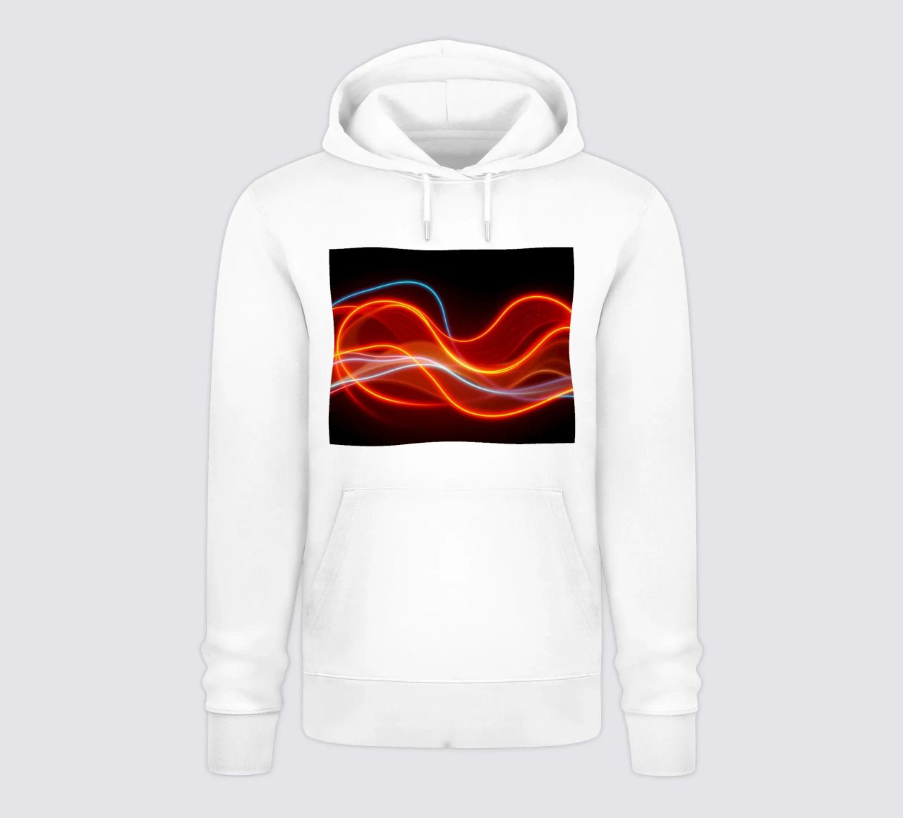 background with flowing light patterns creating a dynamic hoodie by DesignDoodle