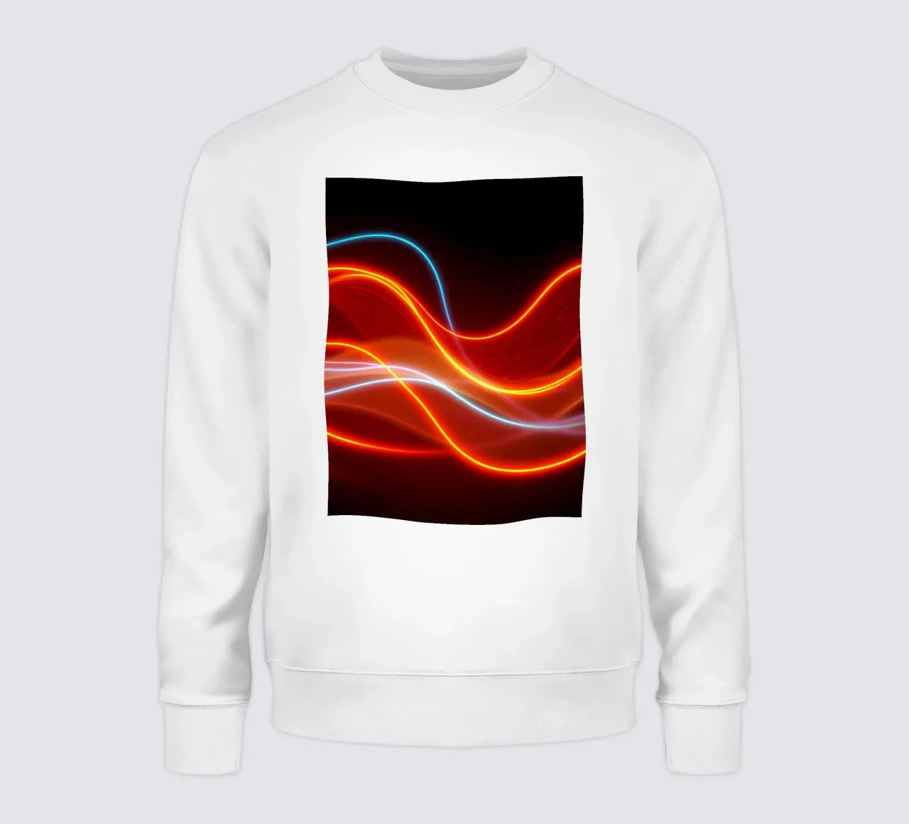 background with flowing light patterns creating a dynamic sweatshirt by DesignDoodle