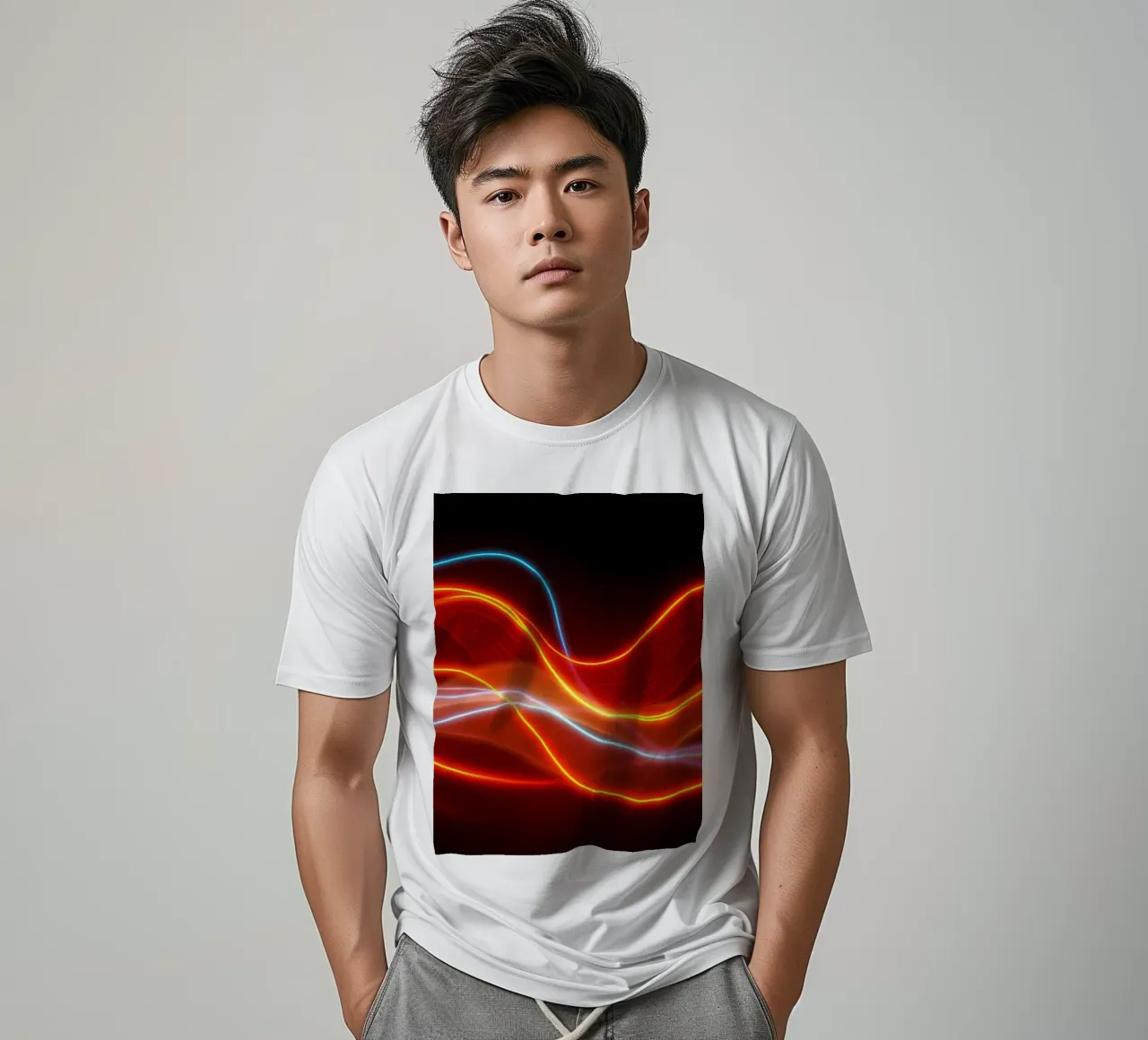de l'arrière-plan avec des motifs lumineux fluides créant une t-shirt de DesignDoodle
