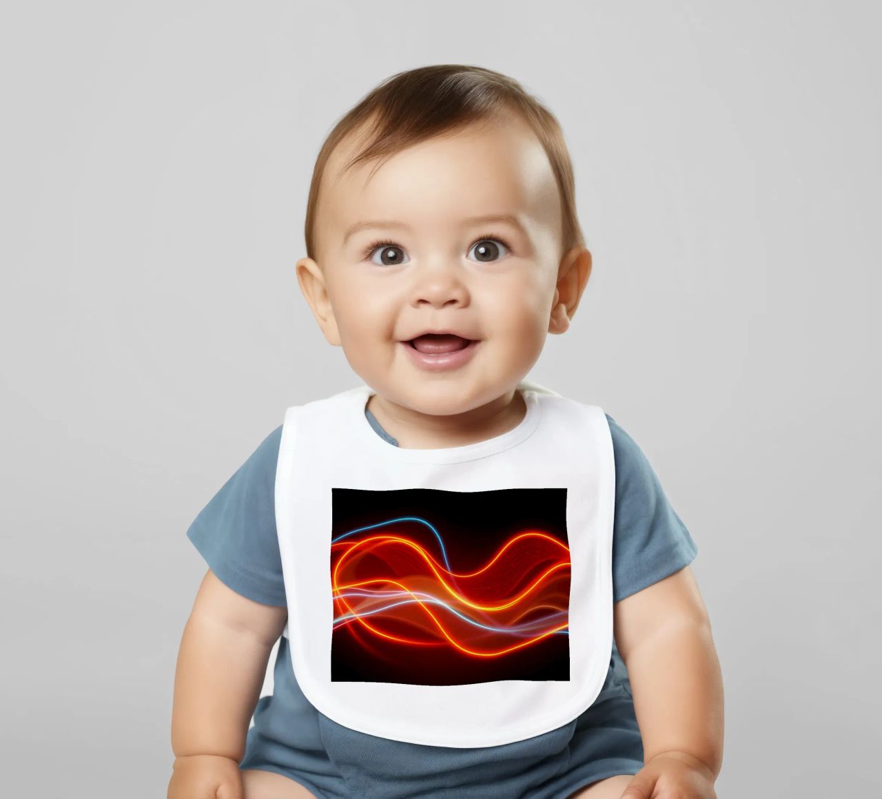 background with flowing light patterns creating a dynamic baby bib by DesignDoodle