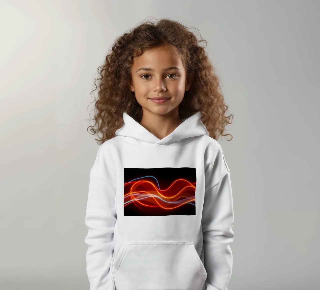 Hintergrund mit fließenden Lichtmustern, die eine dynamische Kinder Hoodie von DesignDoodle