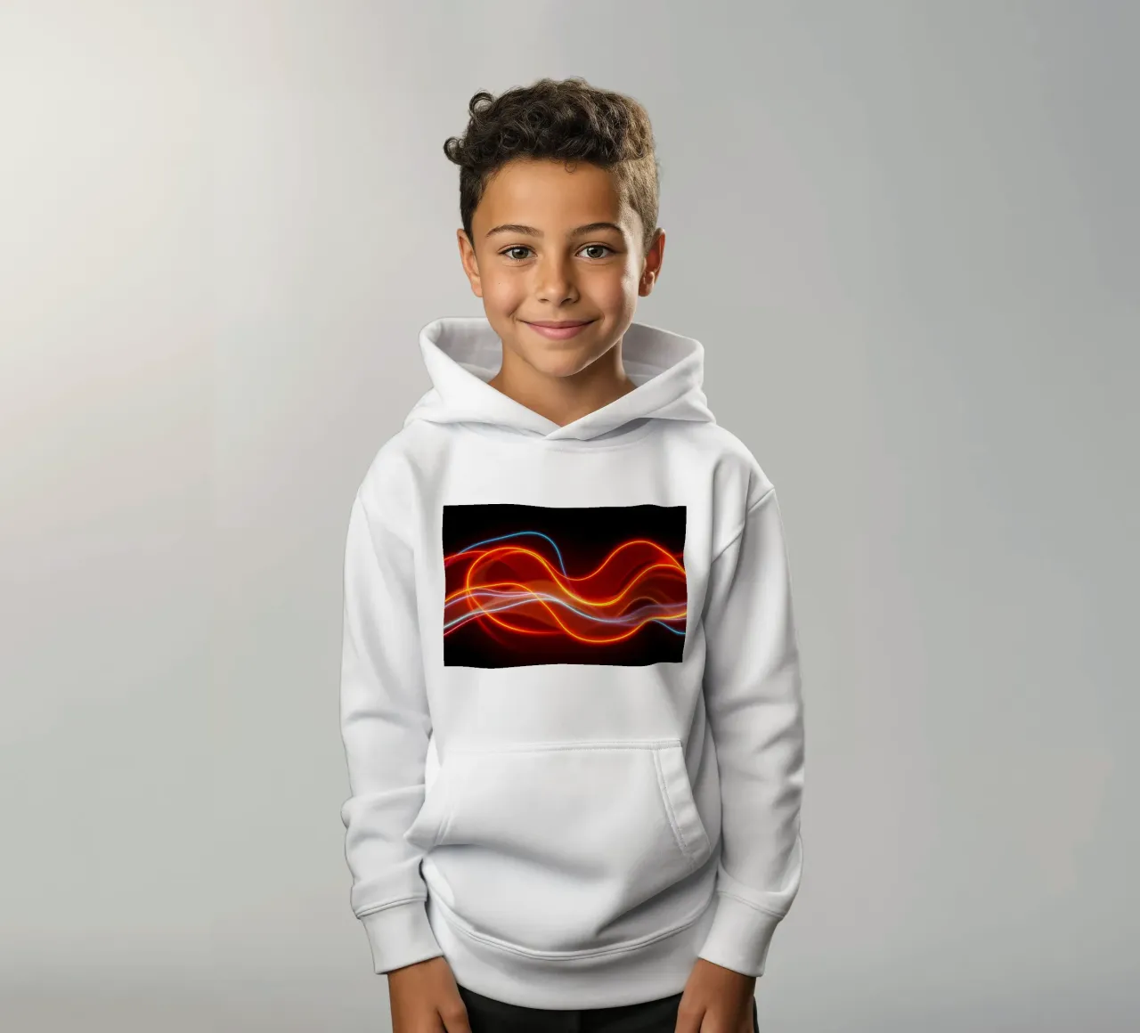 Hintergrund mit fließenden Lichtmustern, die eine dynamische Kinder Hoodie von DesignDoodle