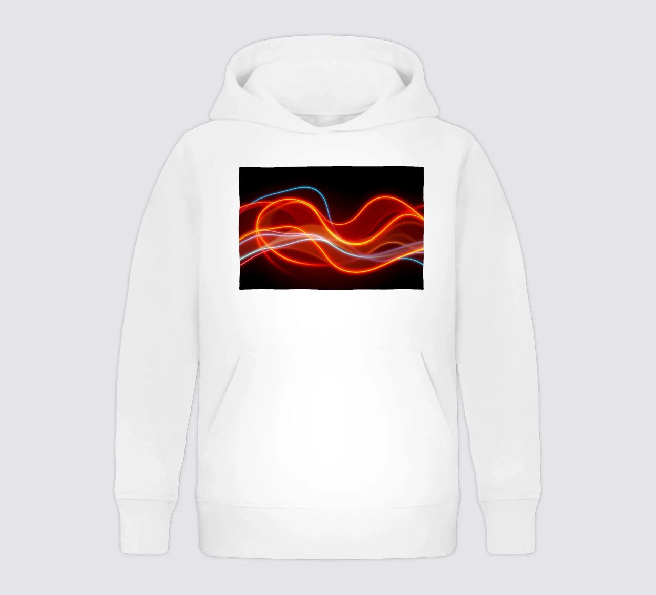 background with flowing light patterns creating a dynamic kids hoodie by DesignDoodle
