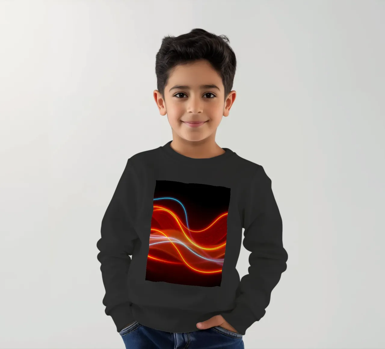 Hintergrund mit fließenden Lichtmustern, die eine dynamische Kinder Sweatshirt von DesignDoodle
