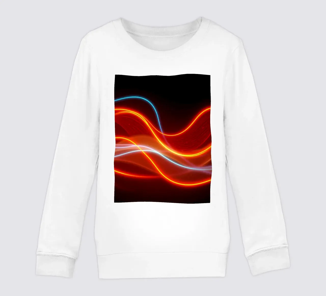 background with flowing light patterns creating a dynamic kids sweatshirt by DesignDoodle