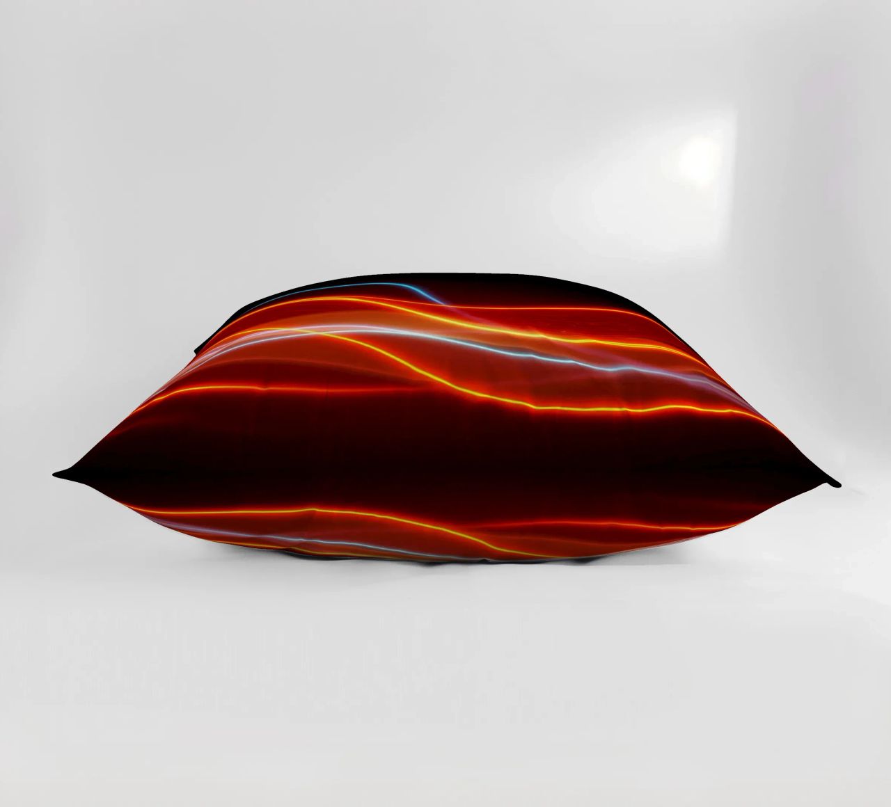background with flowing light patterns creating a dynamic decorative cushion by DesignDoodle