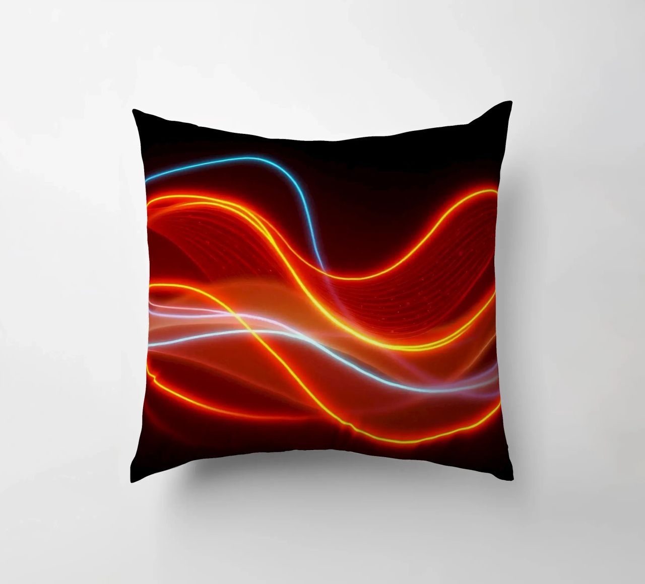 background with flowing light patterns creating a dynamic decorative cushion by DesignDoodle