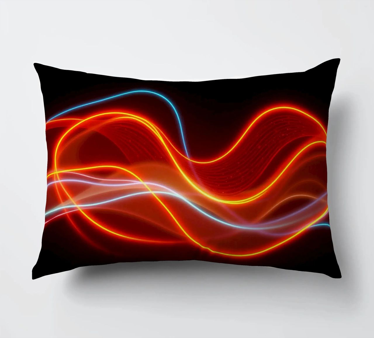 background with flowing light patterns creating a dynamic decorative cushion by DesignDoodle