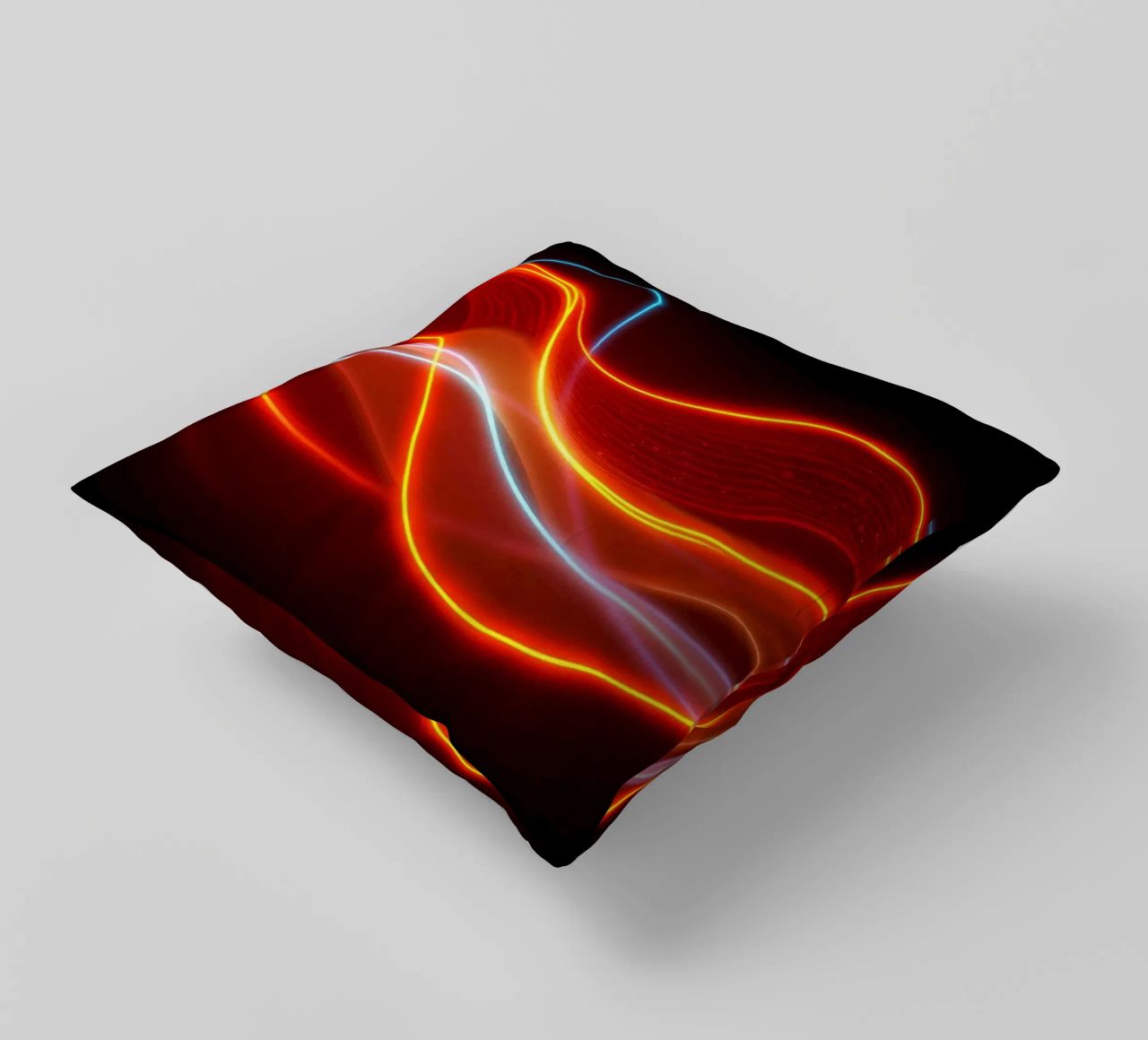 background with flowing light patterns creating a dynamic decorative cushion by DesignDoodle