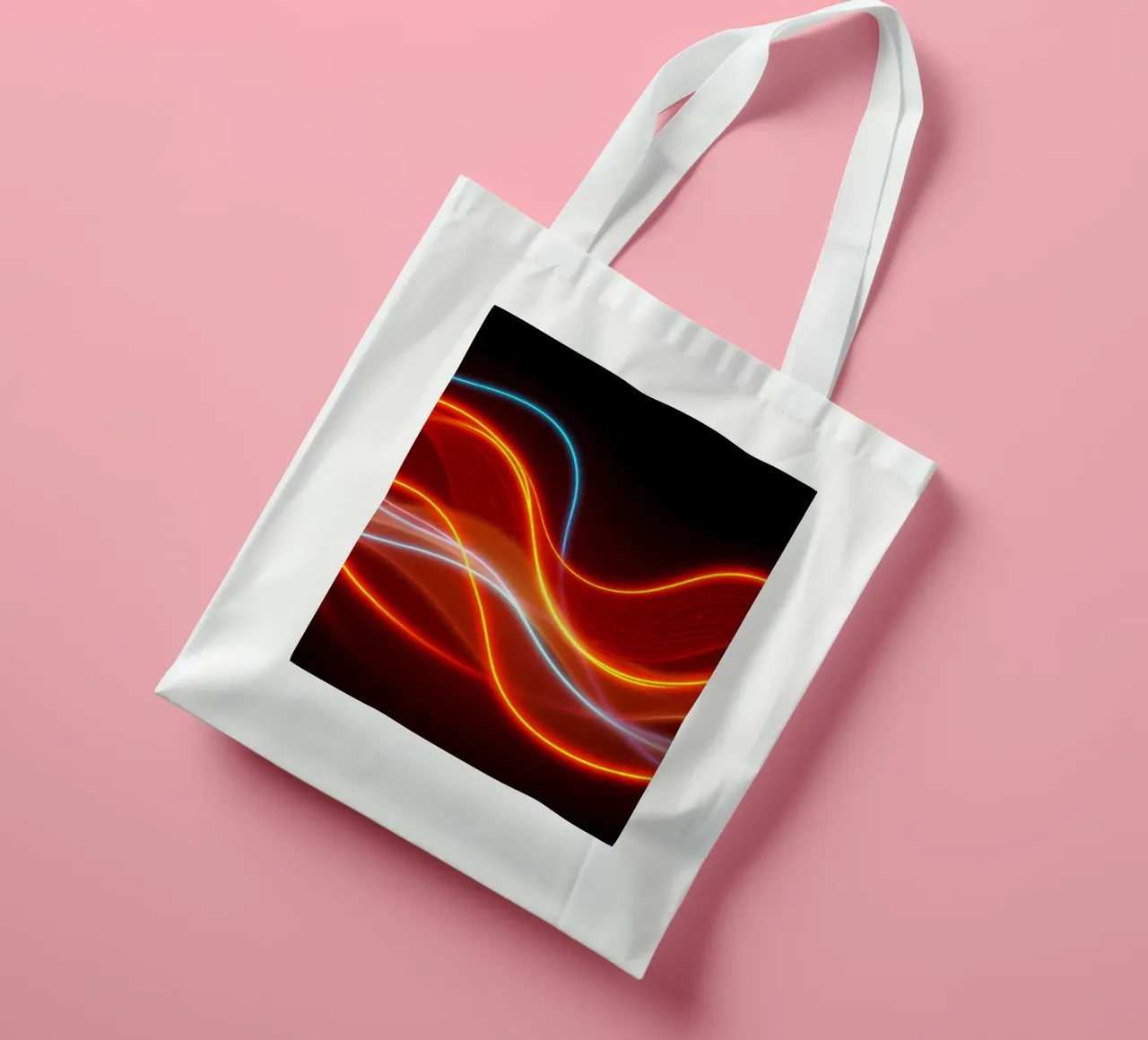 background with flowing light patterns creating a dynamic tote bag by DesignDoodle