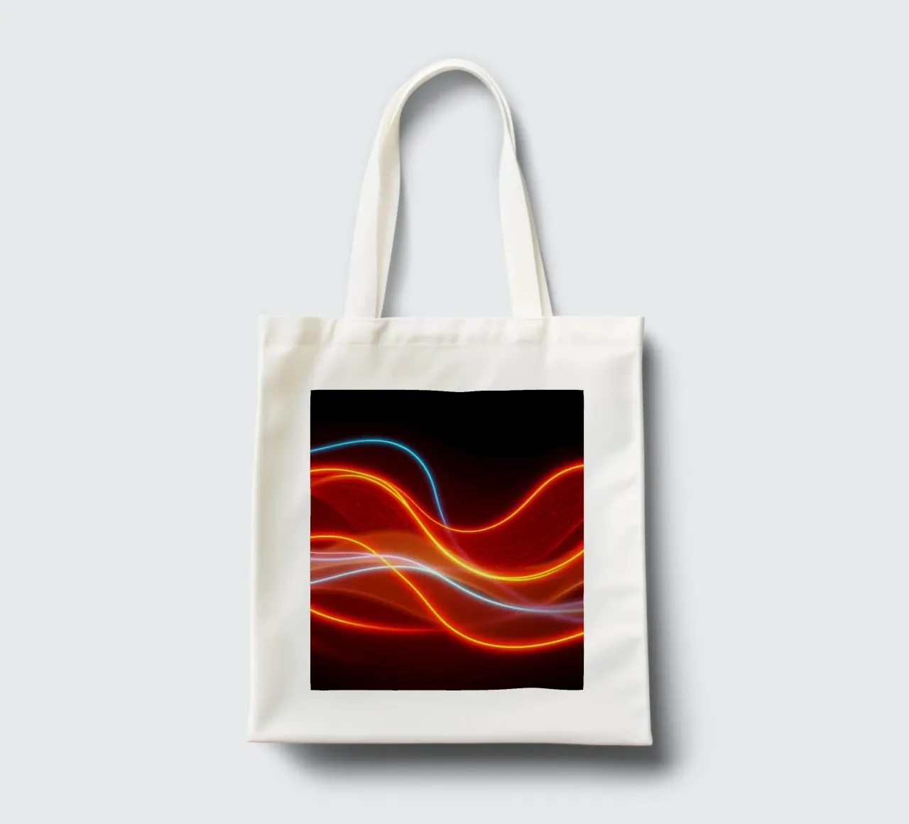 background with flowing light patterns creating a dynamic tote bag by DesignDoodle