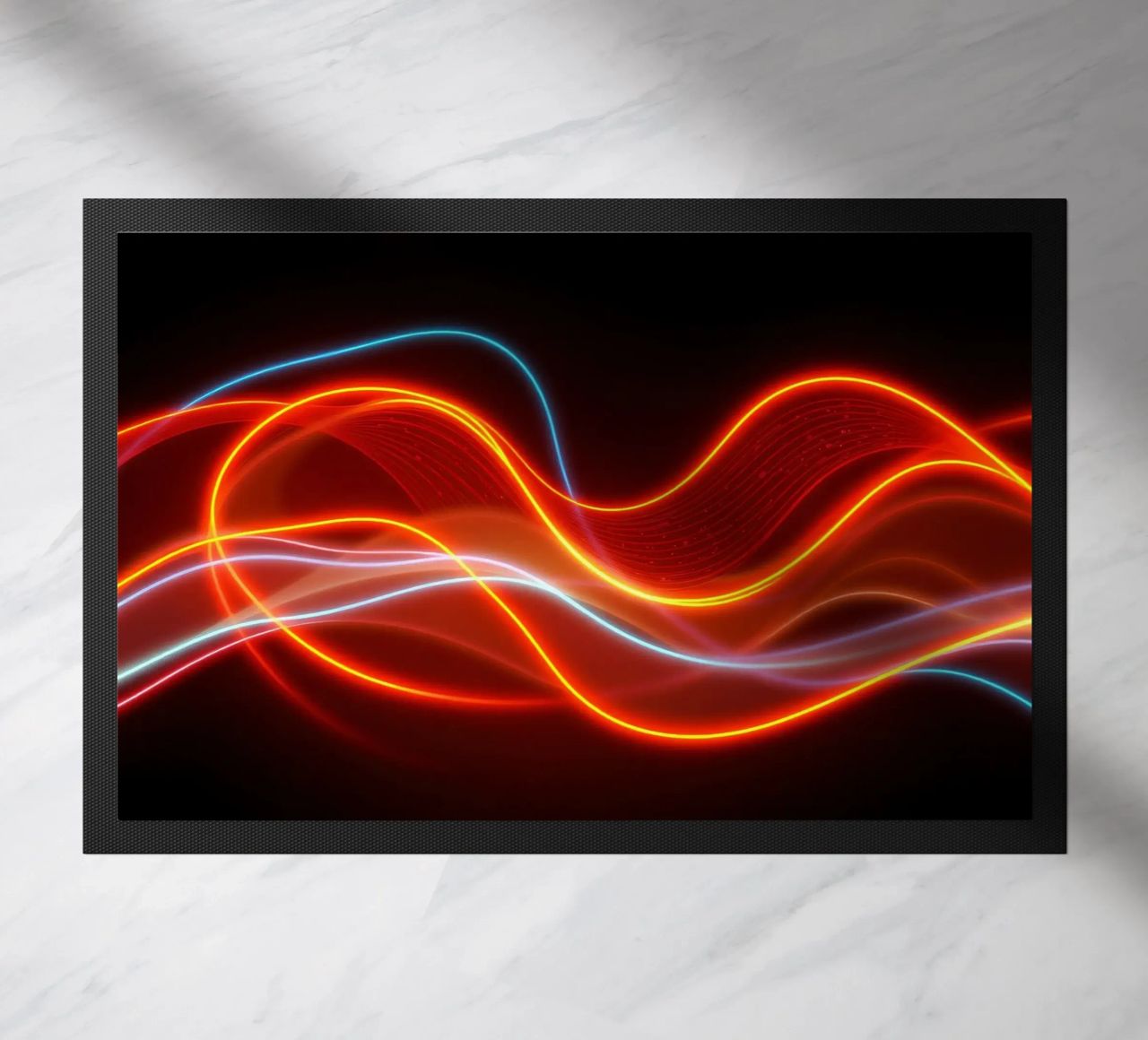 background with flowing light patterns creating a dynamic doormat by DesignDoodle