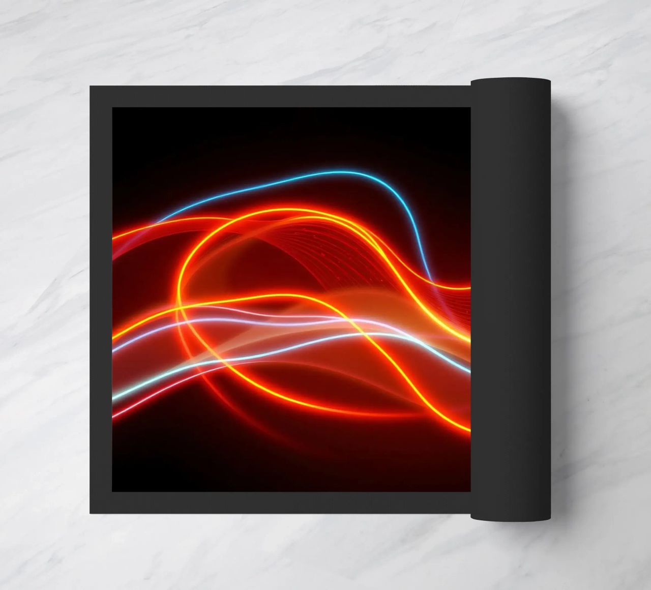 background with flowing light patterns creating a dynamic doormat by DesignDoodle